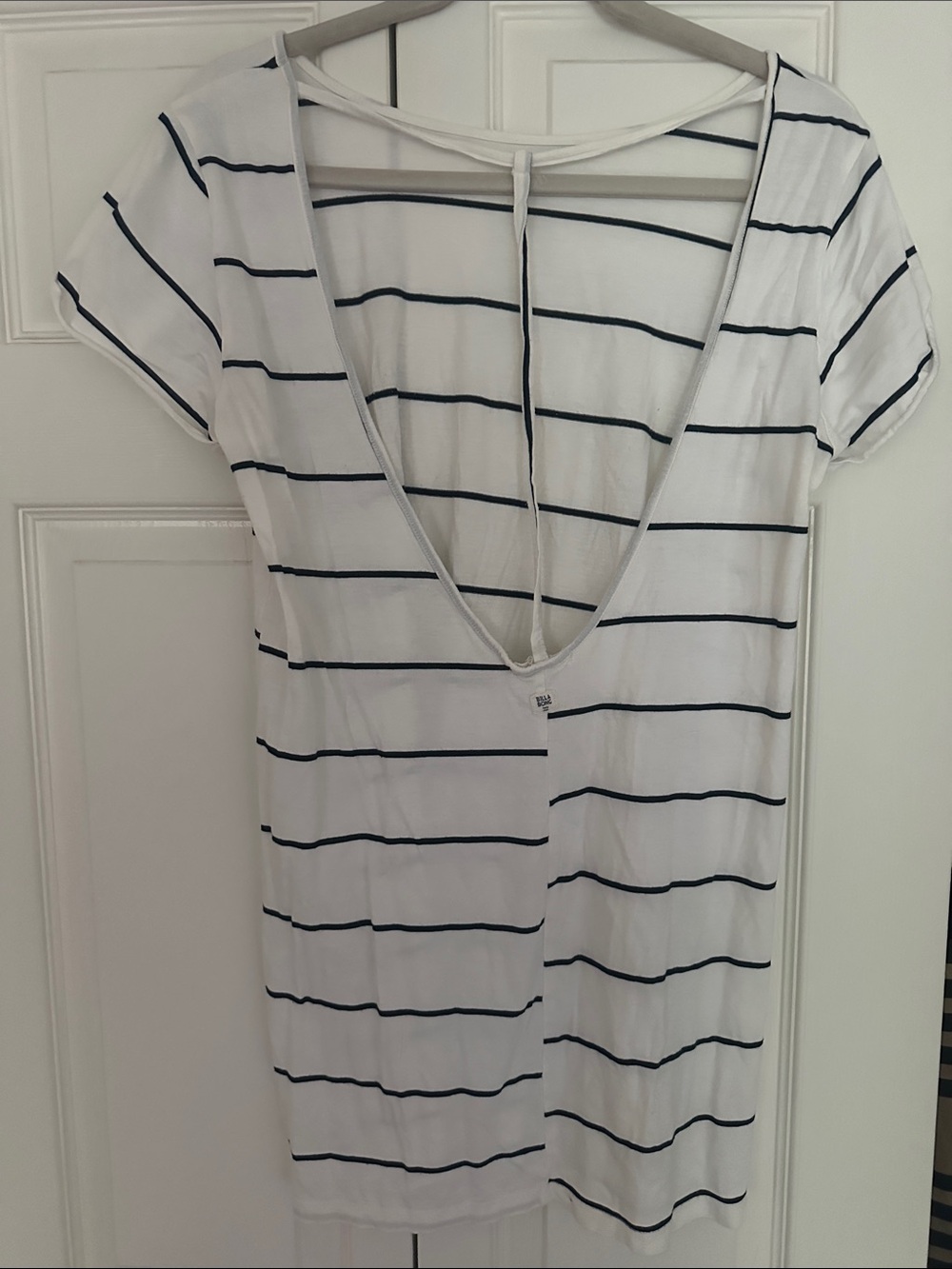 Billabong White and Navy Striped V-Neck Women’s dress with open back